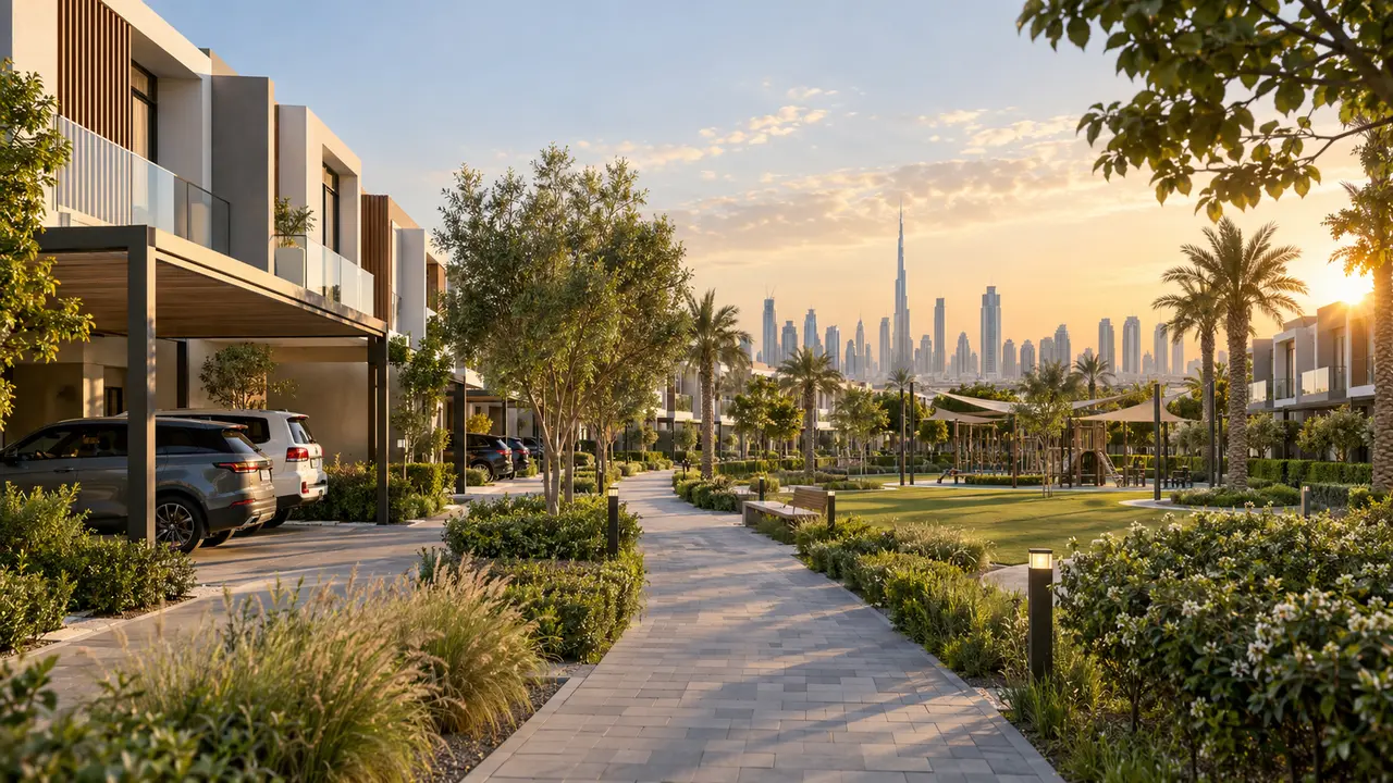 Modern townhouses for rent in a landscaped Dubai community